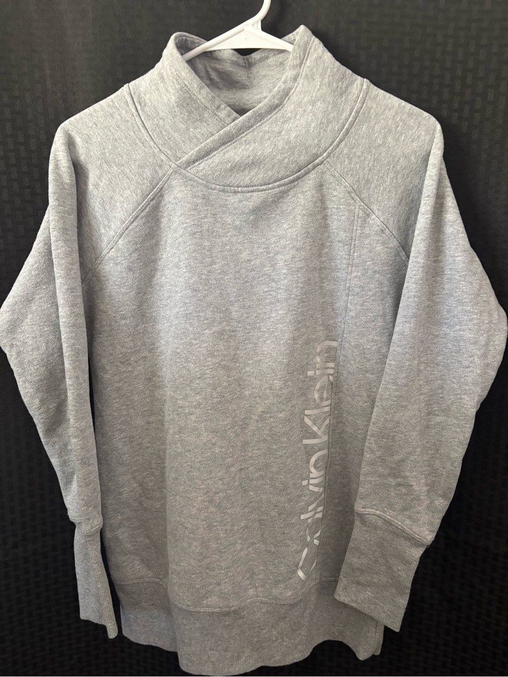 Calvin Klein Heather Gray Cross-Neck Pullover Hoodie